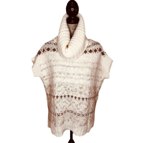 FREE PEOPLE Women Cottagecore Lagenlook Fair Isle Cowl Neck Soft Knit Sweater XS - Picture 3 of 11